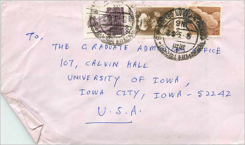 Lettre Cover Inde India University Iowa 