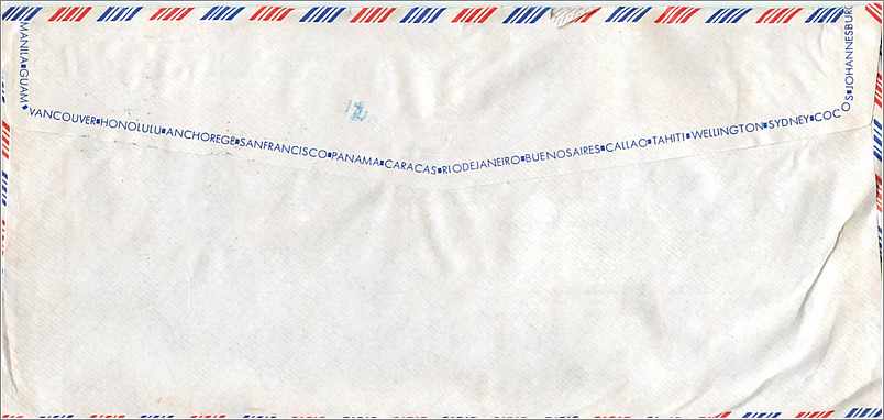 Aerial postcard — Envelope from the University of Iowa — Stamp 18 TAIWAN — Back