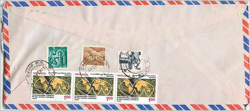 Carte postale aérienne — 13e Congrès international des sciences — Inde 1969 — destinée à l'Université d'Iowa, États-Unis