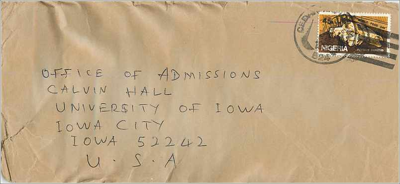 Lettre Cover for University of Iowa Nigeria