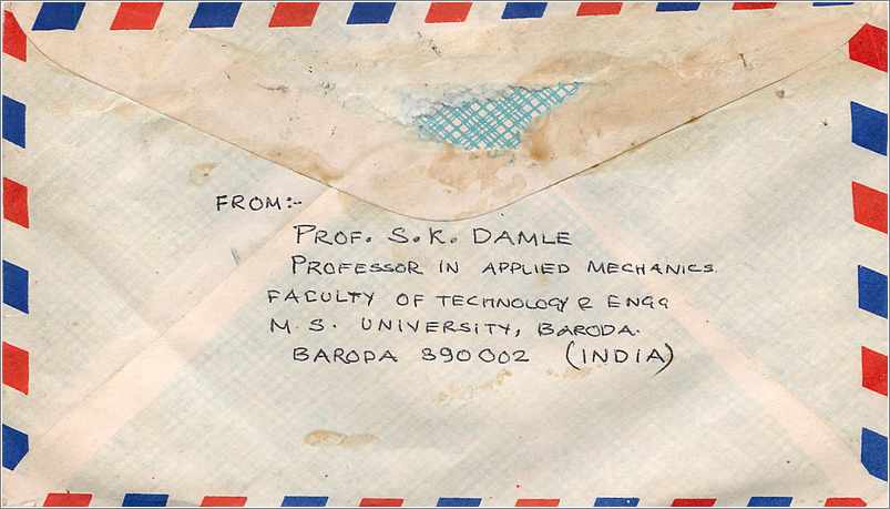 Lettre Cover for University of Iowa Inde India — Rückseite