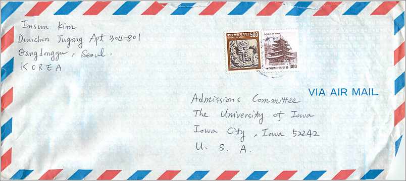 Lettre Cover for University of Iowa Coree