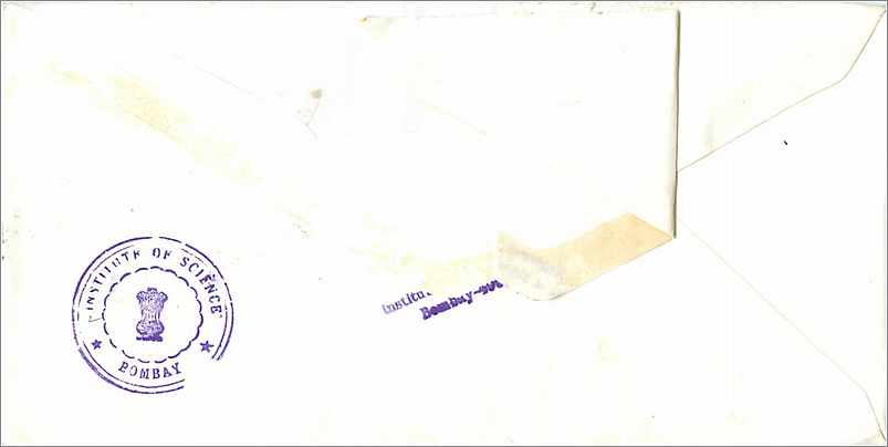 Lettre Cover for University of Iowa Inde India — Rückseite