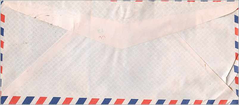 Enveloppe aérienne de l'Indian Institute of Technology à l'Université d'Iowa — timbres et cachet d'envoi de New Delhi — Back
