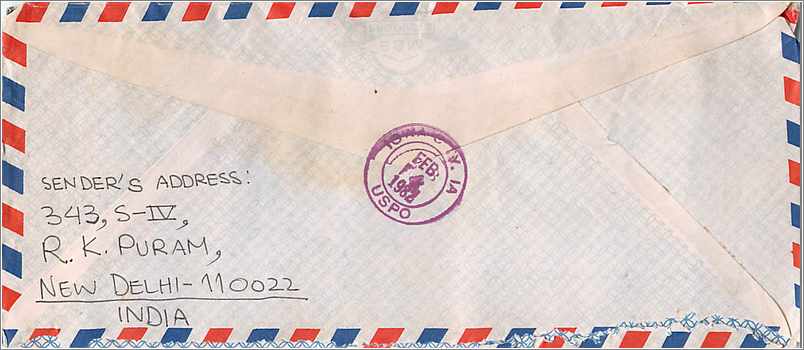 Lettre Cover Inde India University Iowa  — Rückseite