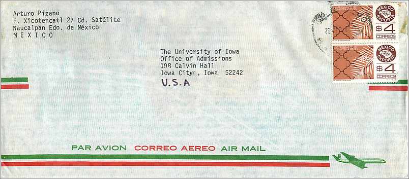 Lettre Cover Mexique University Iowa 