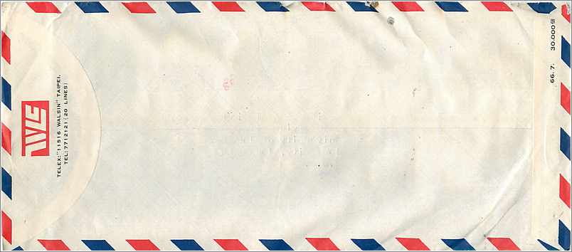 Lettre Cover Chine China University Iowa Taipei Walsin Lihwa Electric Wire — Verso