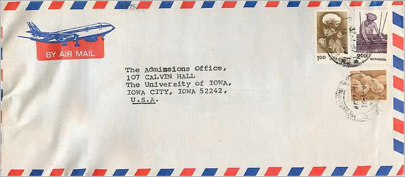 Lettre Cover Inde India University Iowa 