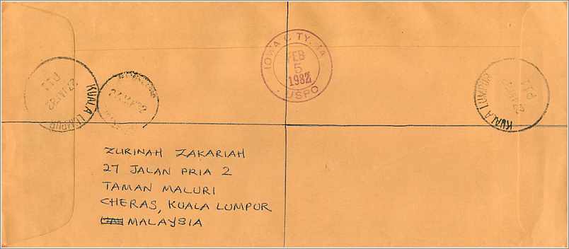 Lettre Cover Malaisie University Iowa  — Rückseite