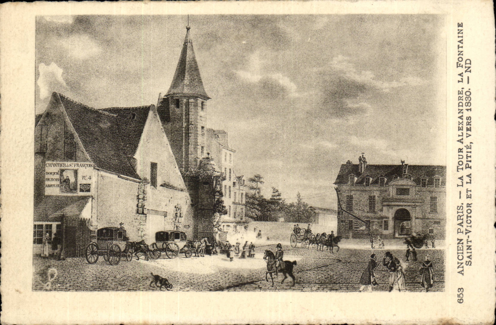 Ancien Paris CPA La tour Alexandre La fontaine Saint Victor et la Pitie vers 1830
