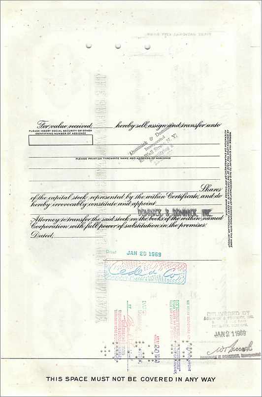 Certificat d'actions de la Great Atlantic & Pacific Tea Company — 100 actions — éditeur Morgan Guaranty Trust Company — Verso