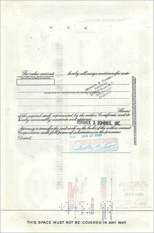 Certyfikat 100 akcji Great Atlantic & Pacific Tea Company — wydawca First National City Bank — Rewers