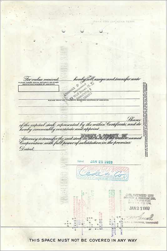 Acción de la Great Atlantic & Pacific Tea Company — 100 acciones — editor First National City Bank — Reverso