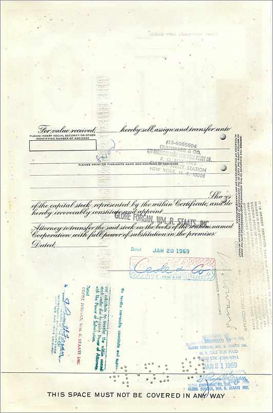 Action de la Great Atlantic & Pacific Tea Company — 100 actions — éditeur American Bank Note Company — Verso