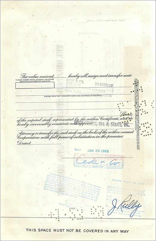 Certificado de 100 acciones de la Great Atlantic & Pacific Tea Company — editor Morgan Guaranty Trust Company — Reverso
