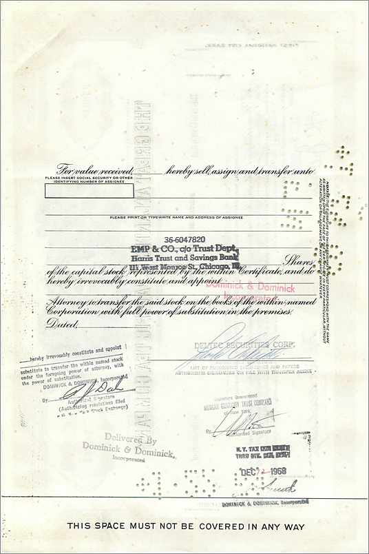 Certificato di 100 azioni della Great Atlantic & Pacific Tea Company — Deltec Securities Corp — N° 358948 — Verso
