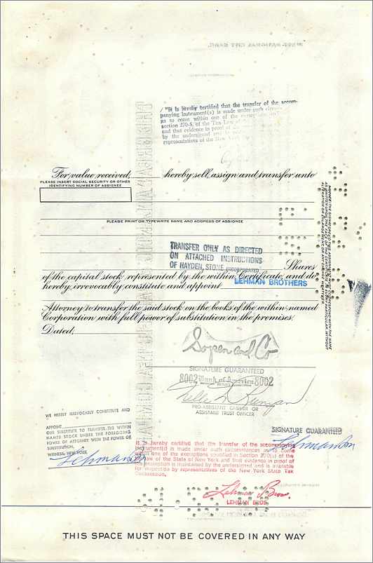Action de la Great Atlantic & Pacific Tea Company — Sopen and Co. — 100 actions — 13 avril 1967 — Verso