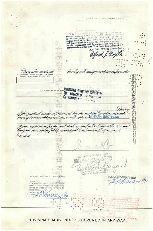 Action de la Great Atlantic & Pacific Tea Company — 100 actions — éditeur Morgan Guaranty Trust Company — Rückseite