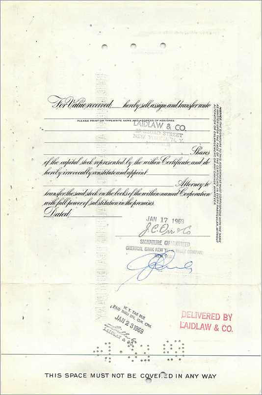 Action della Great Atlantic & Pacific Tea Company — certificato di 8 azioni — editore Morgan Guaranty Trust Company — Verso