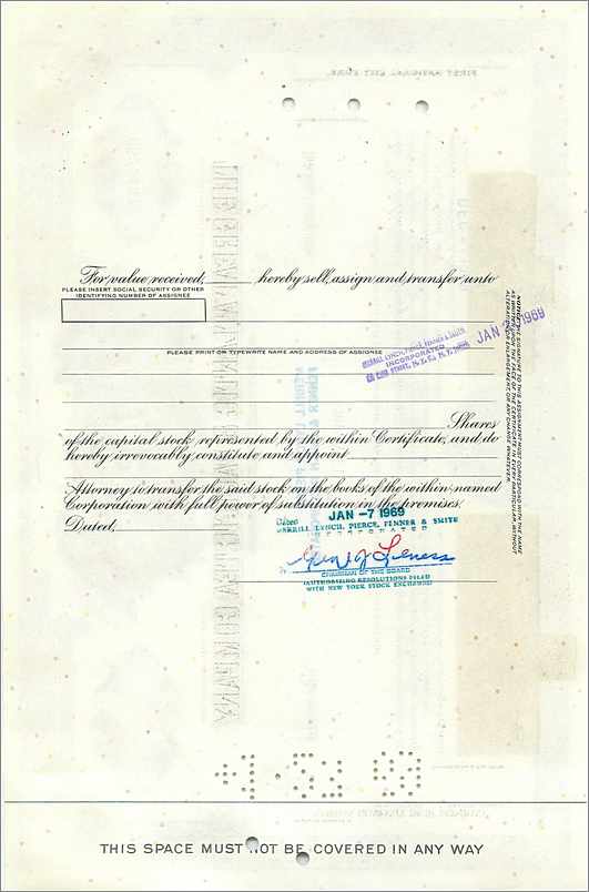 Certificado de acciones de la Great Atlantic & Pacific Tea Company — 36 acciones — editor Morgan Guaranty Trust Company — Reverso