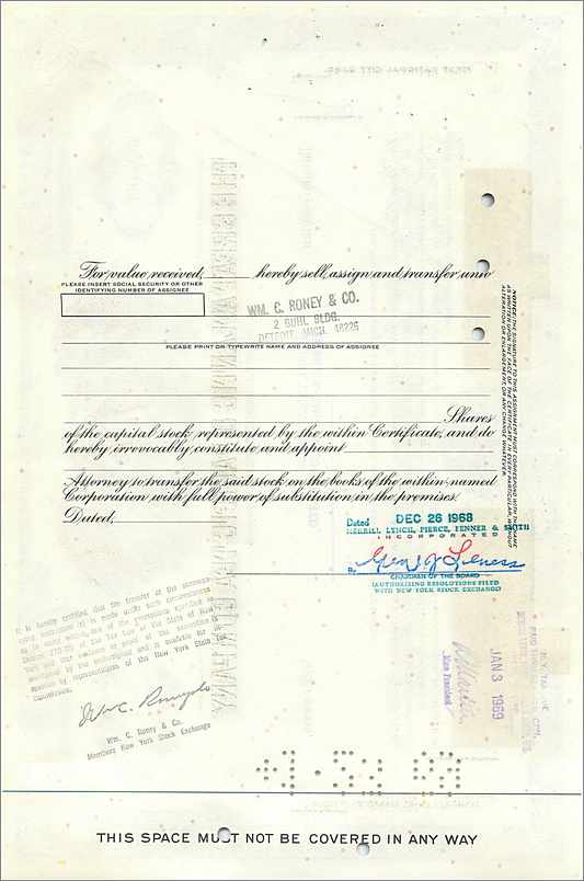 Zertifikat der Great Atlantic & Pacific Tea Company — Merrill Lynch Pierce Fenner & Smith Incorporated — n° 0527168 — Rückseite