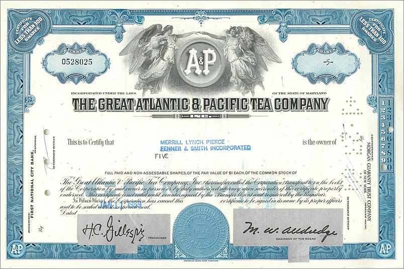 Action de la Great Atlantic & Pacific Tea Company — Merrill Lynch Pierce Fenner & Smith — n° 0528025