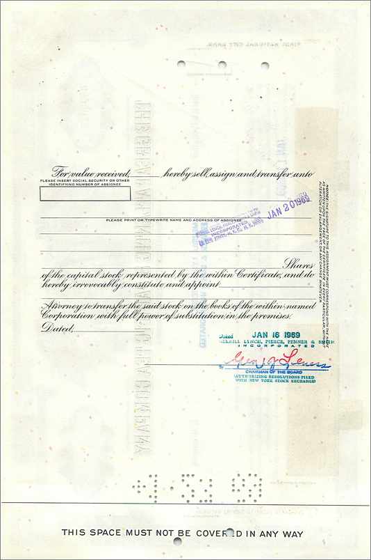 Action de la Great Atlantic & Pacific Tea Company — Merrill Lynch Pierce Fenner & Smith — n° 0528025 — Verso