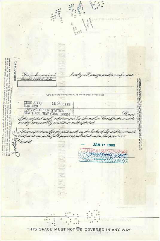 Działanie Great Atlantic & Pacific Tea Company — 50 akcji — wydawca Morgan Guaranty Trust Company — Rewers