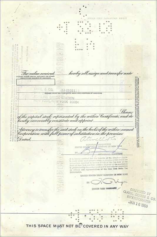 Certificat de parts de la Great Atlantic & Pacific Tea Company — ATWELL & CO. — n° 0527714 — Back