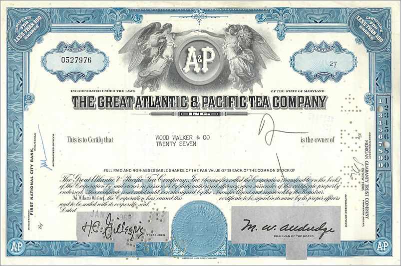 Azione della Great Atlantic & Pacific Tea Company — Wood Walker & Co — n° 052796