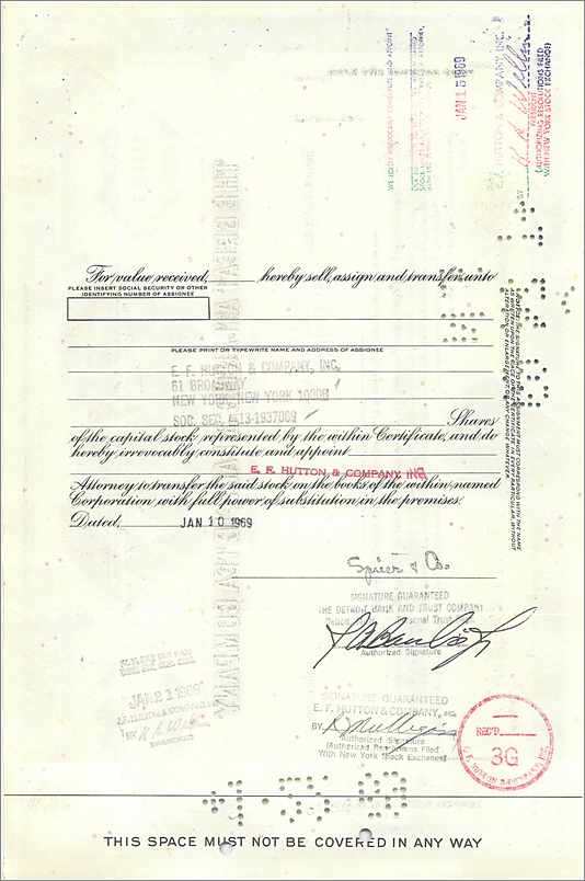 Action de la Great Atlantic & Pacific Tea Company — Detroit, Michigan — First National City Bank — Rückseite