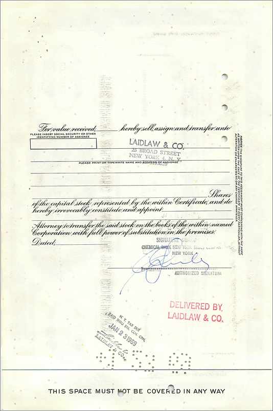 Aktienzertifikat der Great Atlantic & Pacific Tea Company — J.C. Orr & Co. — n° 0379042 — Rückseite