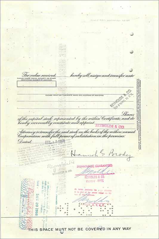 Action de la Great Atlantic & Pacific Tea Company — Mrs Hannah G Brody — n° 0451095 — Rückseite