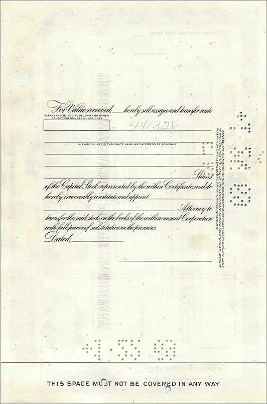 Certificato d'azioni della Great Atlantic & Pacific Tea Company — 10 azioni — datato febbraio 1963 — Verso
