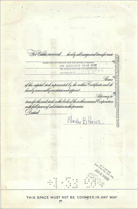 Certificat d'actions de la Great Atlantic & Pacific Tea Company — 3 actions — éditeur : The First National City Bank of New York — Rückseite