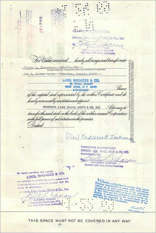 Acción de la Great Atlantic & Pacific Tea Company — certificado de 1 acción — editor American Bank Note Company — Reverso