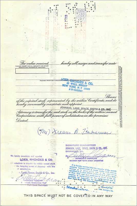 Azione della Great Atlantic & Pacific Tea Company — certificato di 1 azione — editore First National City Bank — Verso