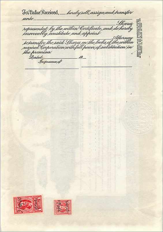 Coupon Share Action The John Blair & Company Eagle Aigle Oiseau — Verso