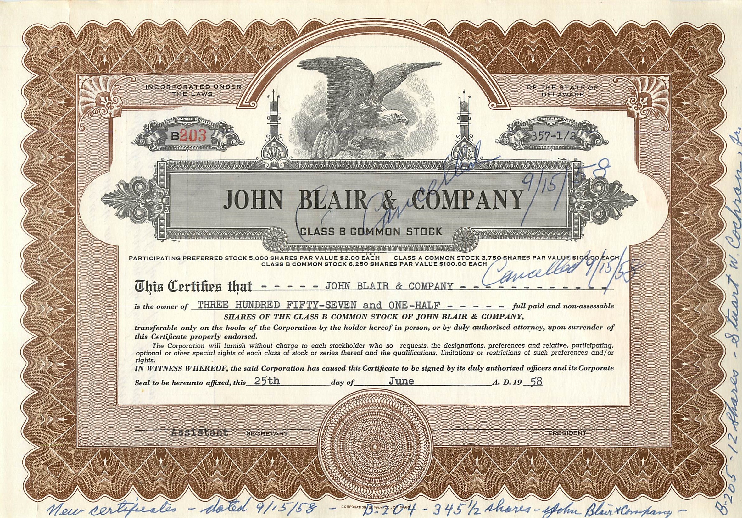Coupon Share Action The John Blair & Company Eagle Aigle Oiseau