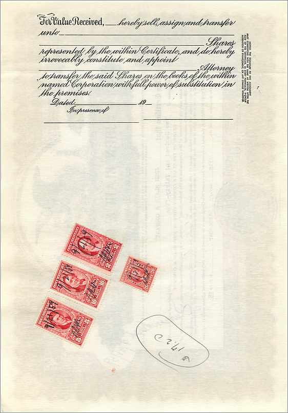 Action de société John Blair & Company — Class B Common Stock — Corporation Co. Chicago — Rückseite