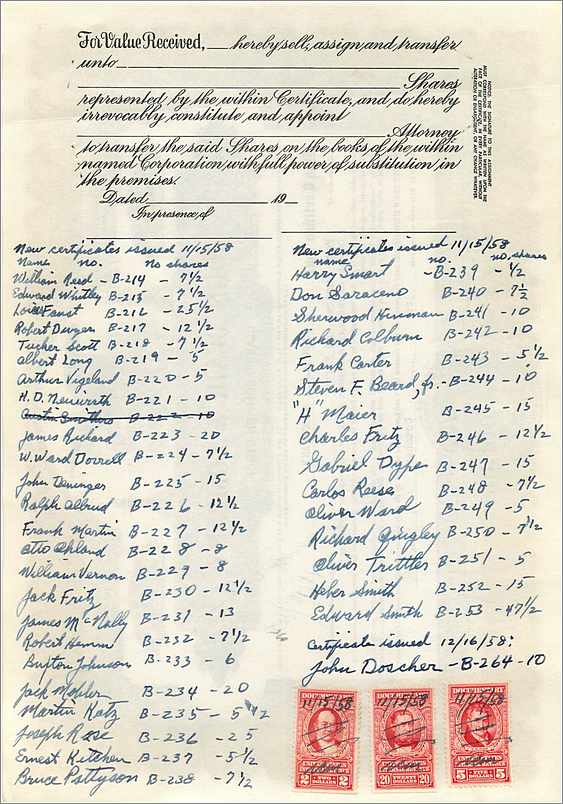 John Blair & Company — Certificado de 450 acciones de clase B — editor no visible — Reverso