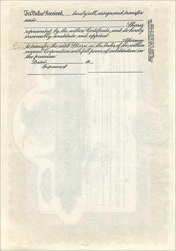 Azione della società John Blair & Company — Azione classe B — editore Corporation Co. Chicago, n° B219 — Verso