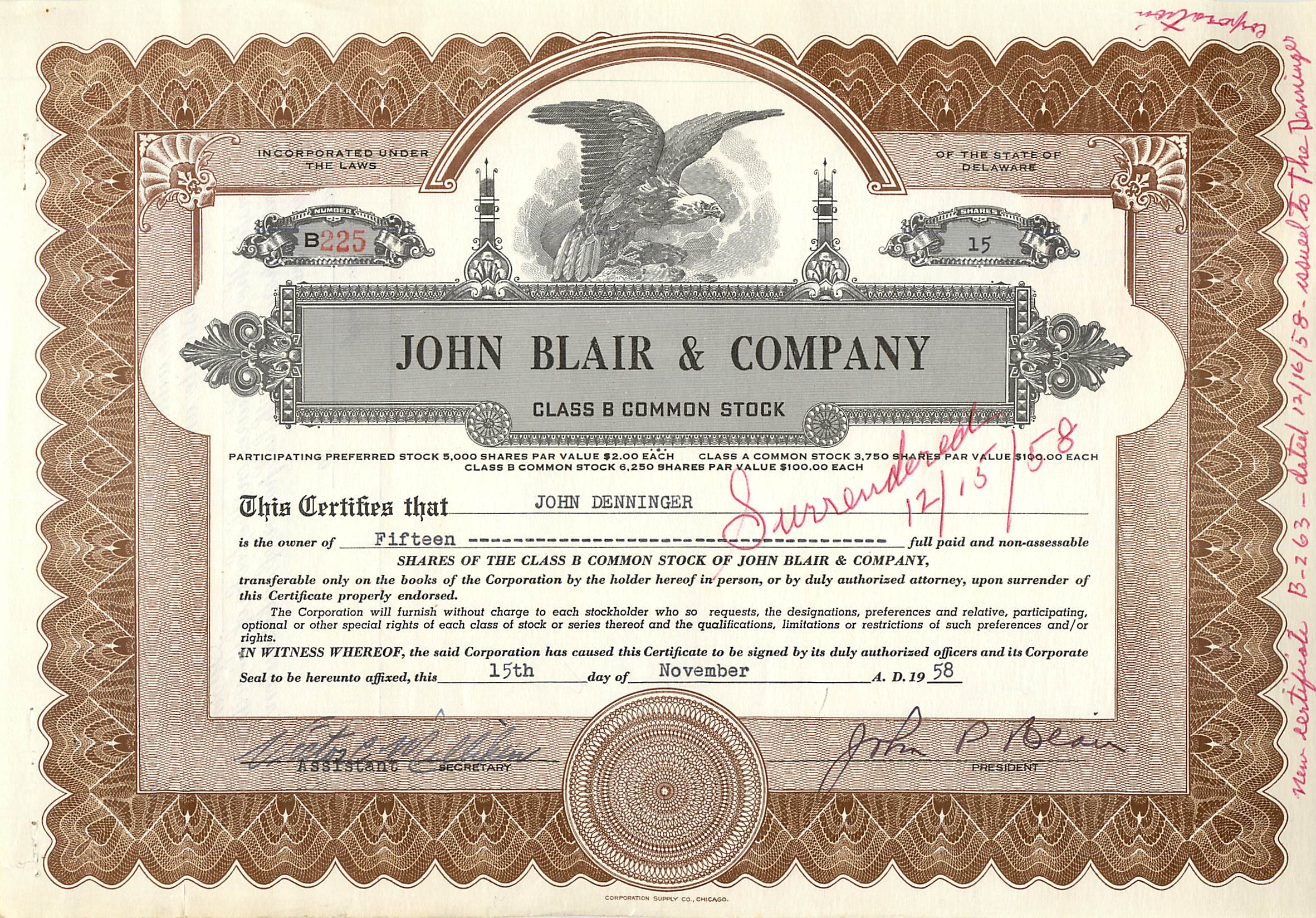 Coupon Share Action The John Blair & Company Eagle Aigle Oiseau