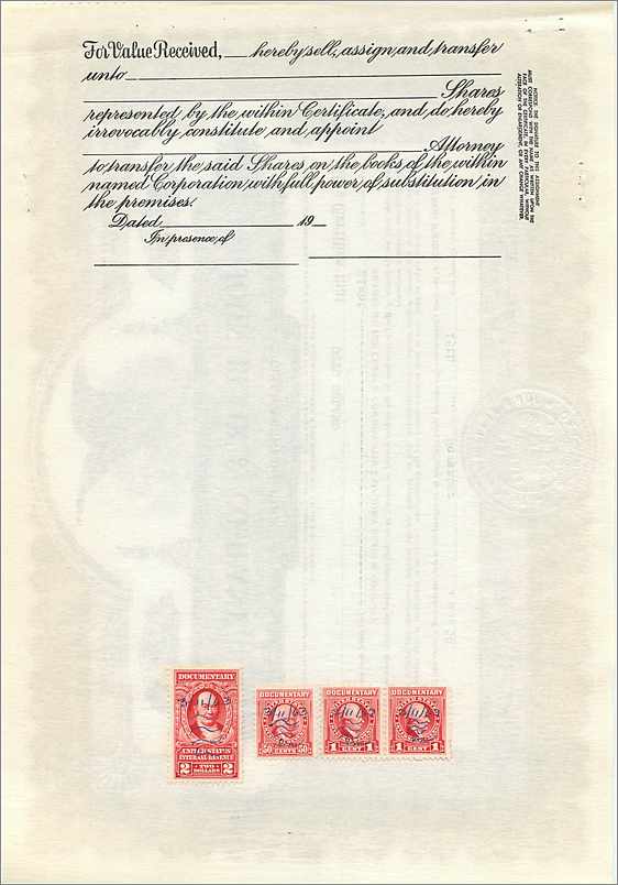 Certificat d'actions de la société John Blair & Company — Otto Ohland — 15 novembre 1958 — Verso