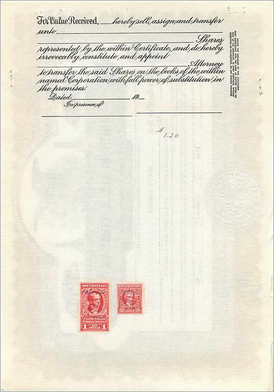 Certificat de parts de la société John Blair & Company — Delaware — n° B233 — Rückseite