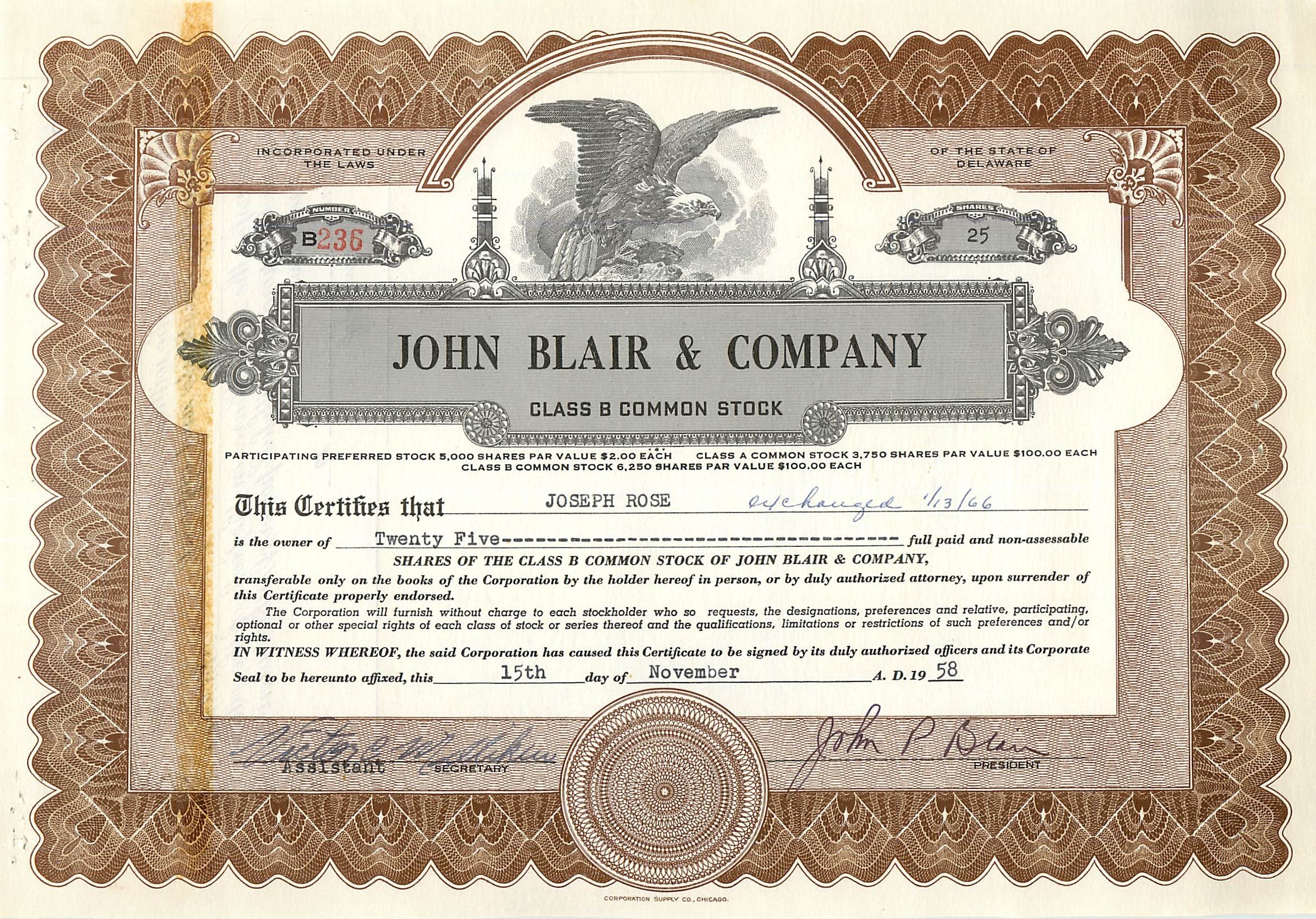 Coupon Share Action The John Blair & Company Eagle Aigle Oiseau