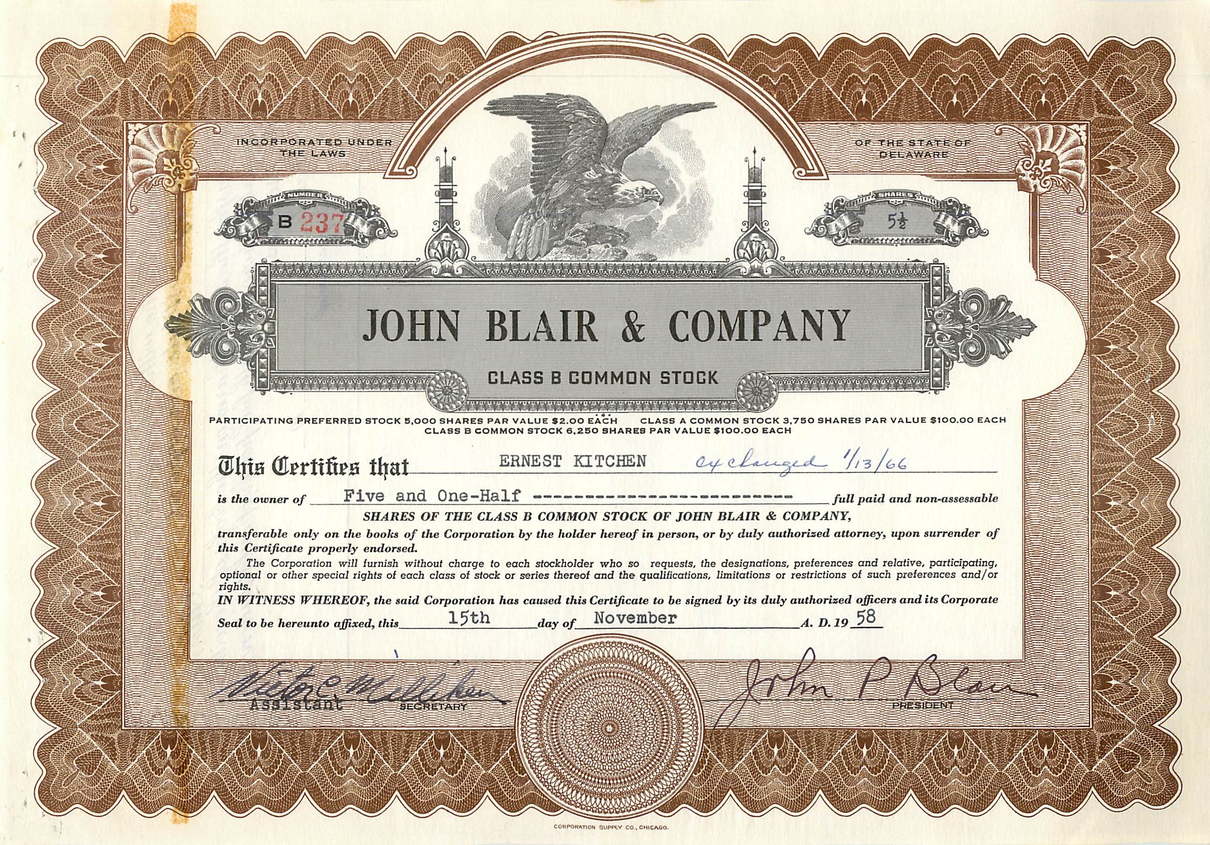 Coupon Share Action The John Blair & Company Eagle Aigle Oiseau