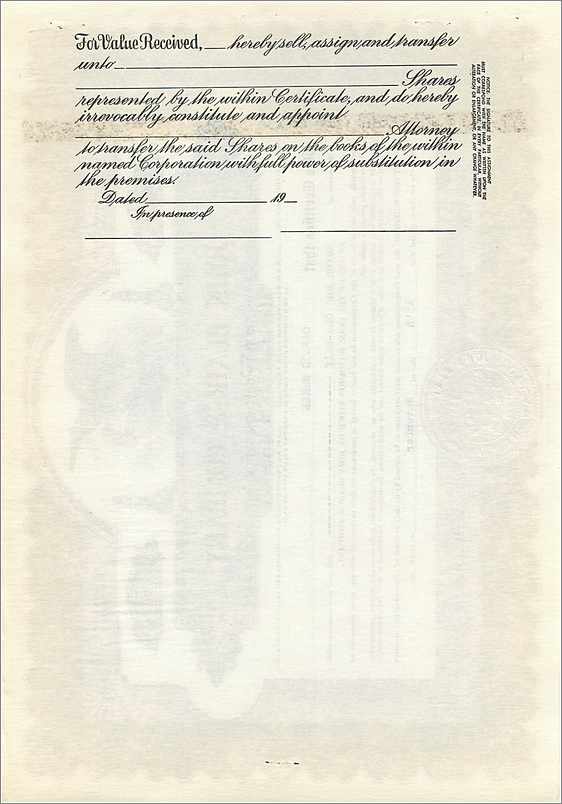Action de certificat de parts de John Blair & Company — Classe B — éditeur Corcoran Supply Co. — Rückseite