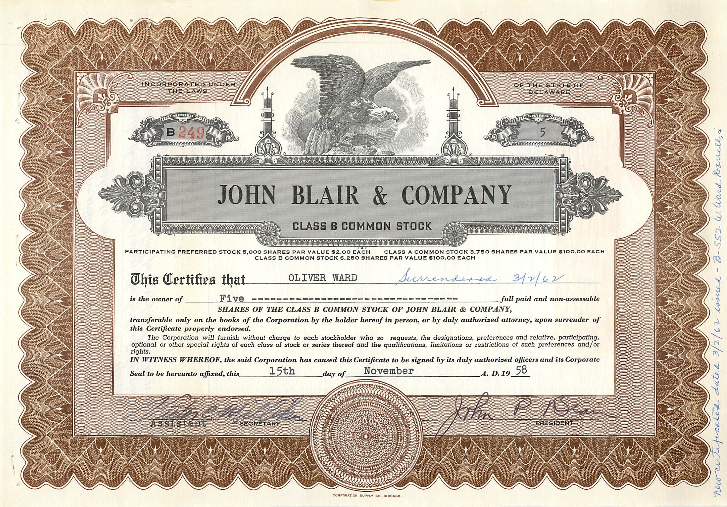 Coupon Share Action The John Blair & Company Eagle Aigle Oiseau