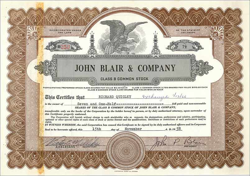 Partecipazione dell'azienda John Blair & Company — Delaware — n° B250